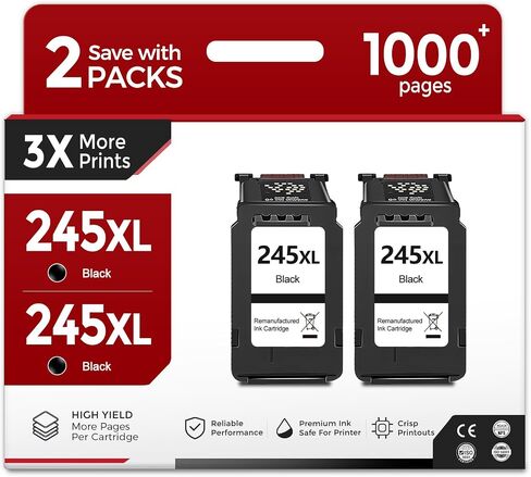 245XL Black Ink Cartridge Replacement for Canon PG 245 XL (2 Pack) in Saudi Arabia