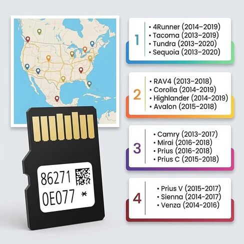 2025-2026 Navigation SD Card 86271 0E077 Compatible with Toyota Camry Corolla Highlander Mirai Prius Sequoia Sienna Tacoma Tundra Venza Rav4 4Runner Avalon Sync USA/CAN in Kuwait