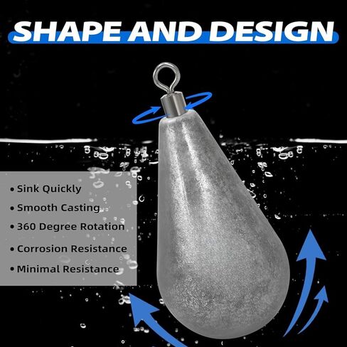 5-Pack Fishing Weights, 20g Sinkers for Fishing with Swivel, Heavy Fishing Sinker & Weight Set for Freshwater in Kuwait