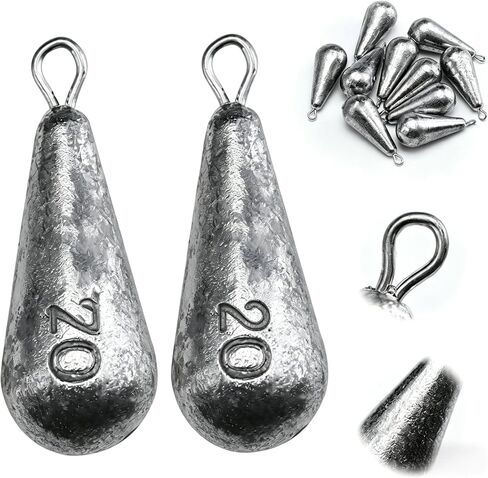 5Pcs 20g Teardrop Fishing Sinkers, Galvanized Iron Weights with Ring, Saltwater Freshwater Fishing Accessories in Kuwait
