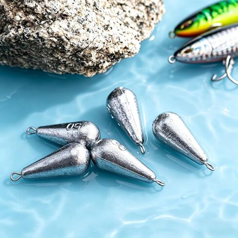 5Pcs 20g Teardrop Fishing Sinkers, Galvanized Iron Weights with Ring, Saltwater Freshwater Fishing Accessories in Kuwait