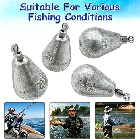 5Pcs 20g Teardrop Fishing Sinkers, Galvanized Iron Weights with Ring, Saltwater Freshwater Fishing Accessories in Kuwait