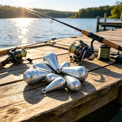 5Pcs 20g Teardrop Fishing Sinkers, Galvanized Iron Weights with Ring, Saltwater Freshwater Fishing Accessories in Kuwait