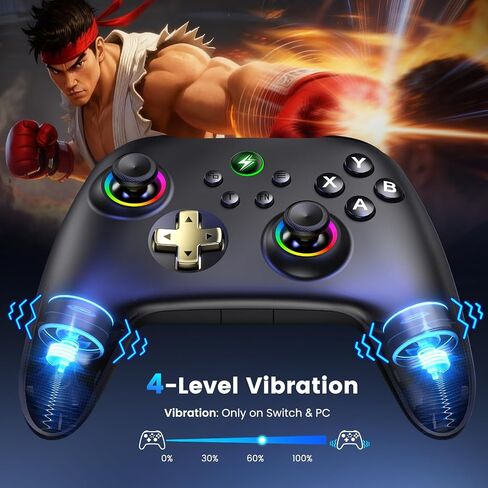 Wireless PC Gaming Controller - Hall Effect Joystick - No Drift, 2.4G & Wired 1000Hz Polling Rate, Remappable Buttons, Turbo & Vibration, Bluetooth Gamepad for PC/Switch/iOS/Android with Charging Dock in Kuwait