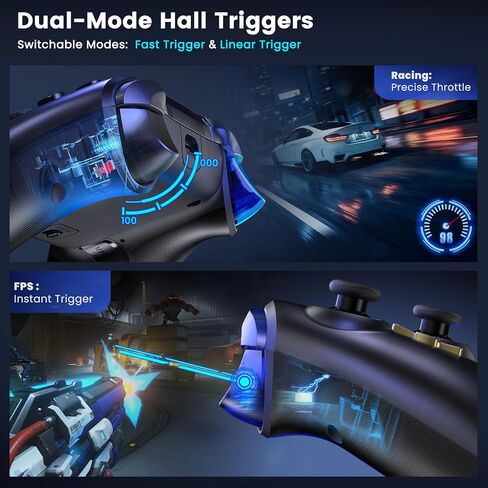 Wireless PC Gaming Controller - Hall Effect Joystick - No Drift, 2.4G & Wired 1000Hz Polling Rate, Remappable Buttons, Turbo & Vibration, Bluetooth Gamepad for PC/Switch/iOS/Android with Charging Dock in Kuwait