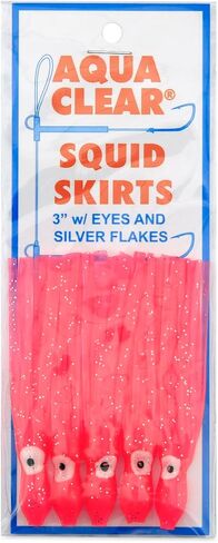 Aqua-Clear Squid Skirt Soft Bait, Saltwater Jig Skirt Lures for Bass Striper Halibut, 3in 5pc, Green Glow Orange Pink Sand EEL in Kuwait