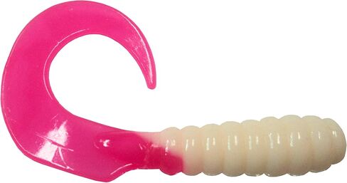 4" Twist Tail Grubs; Plastic Worms; 20 Pack; White/Pink Tail #4TTGWPT-20P in Kuwait