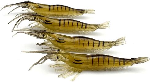 Pack of 10 2.75" Shrimp Lures Soft Plastic Bait Simulation Prawn Saltwater Hooks in Kuwait