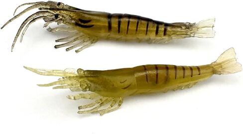 Pack of 10 2.75" Shrimp Lures Soft Plastic Bait Simulation Prawn Saltwater Hooks in Kuwait