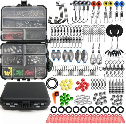 173PCS Complete Fishing Lure Accessory Kit, Softbaits Hardbaits Spinnerbaits Worms for Freshwater & Saltwater, All-Season Angler Gear in Kuwait