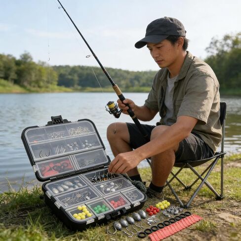 173PCS Complete Fishing Lure Accessory Kit, Softbaits Hardbaits Spinnerbaits Worms for Freshwater & Saltwater, All-Season Angler Gear in Kuwait