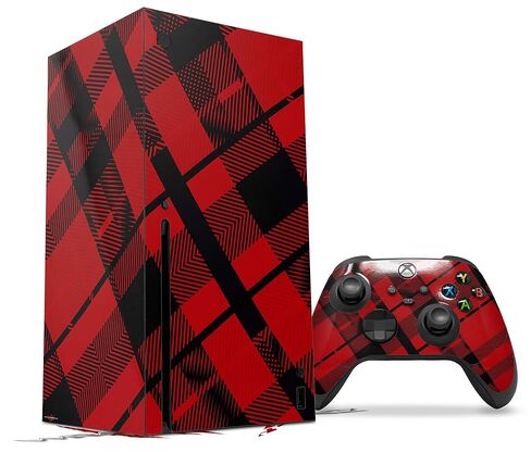 WraptorSkinz Skin Decal Vinyl Wrap compatible with the XBOX Series X Console and Controller - Red Plaid (GAMING CONSOLE NOT INCLUDED) in Kuwait