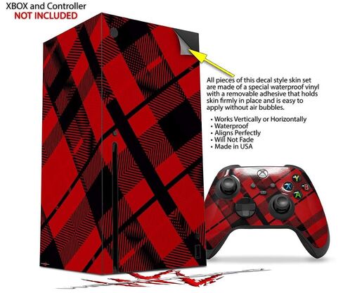 WraptorSkinz Skin Decal Vinyl Wrap compatible with the XBOX Series X Console and Controller - Red Plaid (GAMING CONSOLE NOT INCLUDED) in Kuwait
