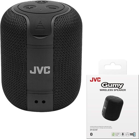 JVC Portable Gumy Wireless Speaker with Surround Sound, Bluetooth 5.3, Lightweight, TWS Capability, USB-C, up to 15-Hour Battery Life - SPSG1BTB (Black) in Kuwait