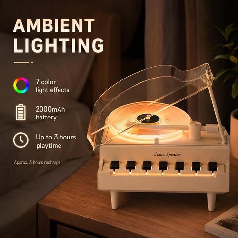 Piano Bluetooth Speaker with LED Expression, Speaker for Room Decoration, Perfect for Cafes, Restaurants, Vintage Cloth Stores, Bedroom etc. in Kuwait