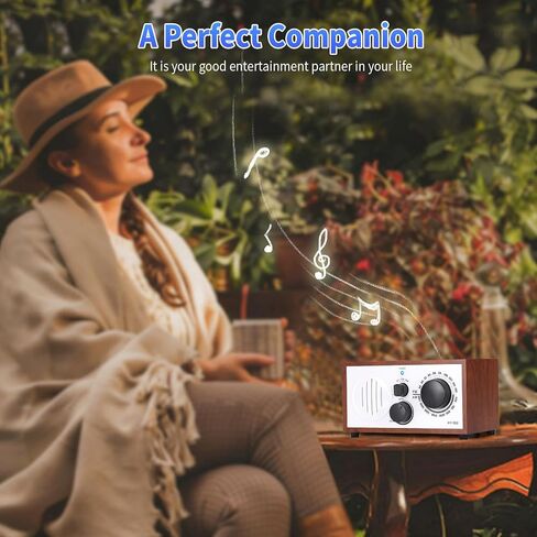Vintage Wood AM FM Bluetooth Speaker Radio Plug in Wall, Elegant and Retro Design, Old Fashion Radio Bluetooth Speaker with Aux in, Headphone Jack for Home, Office, Kitchen, Gift in Kuwait