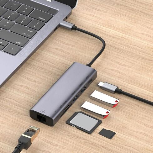 USB-C Hub Compatible with Samsung Galaxy Tab S11 (2025)/Ultra (2025) - 6-in-1 Adapter RJ45 Ethernet Port Type-C PD Charger Card Reader Network in Kuwait