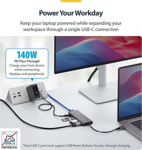 StarTech 6-in-1 USB-C Mini Dock, 4K HDMI, 140W PD, 10Gbps, 2.5GbE, SD in Kuwait