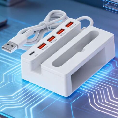 1-Pcs 5 USB Ports Charging Station for Multiple Devices with Holder Stand,Tablet and Other Electronic in Kuwait