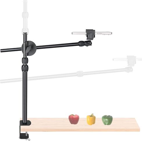 FlexiMount Pro Adjustable Overhead Tripod Phone Stand with Desk Clamp, RC Monitor Mirror & Mic Arm for iPhone, YouTube, Zoom, Live Streaming, Video Meeting, Vlog Recording in Kuwait