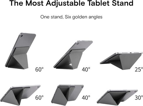 MOFT Invisible Slim Tablet Stand, Adjustable and Foldable Design, Compatible with Tablets Up to 7.9-9.7 Inches, Adhesive Version, Grey in Kuwait