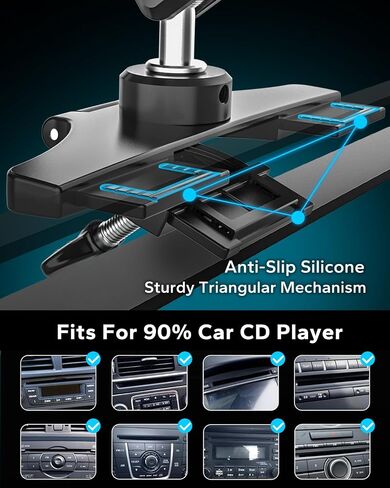 Car CD Slot Tablet Mount for 4-13" Device, Anti-Shake Extended Aluminum Arm in Saudi Arabia