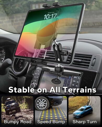 Car CD Slot Tablet Mount for 4-13" Device, Anti-Shake Extended Aluminum Arm in Saudi Arabia