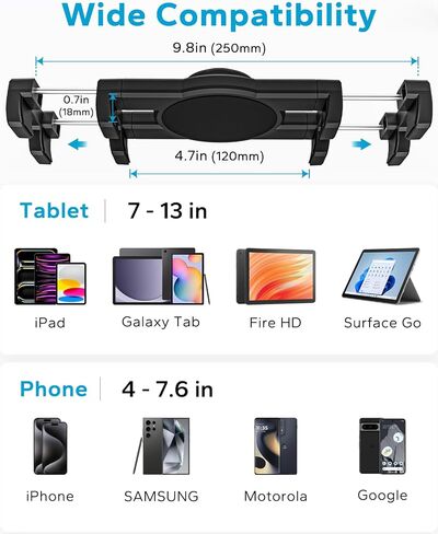 Car CD Slot Tablet Mount for 4-13" Device, Anti-Shake Extended Aluminum Arm in Saudi Arabia