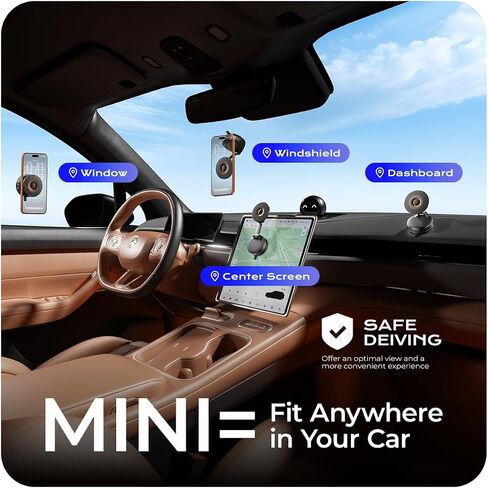 Magnetic Car Phone Holder, Strong Magnet with Vacuum Suction Cup Dashboard Mount, 360° Rotatable Adjustable Angle, Foldable Lightweight Car Phone Stand for iPhone 17/16/15/14/13/12 Pro Max in Saudi Arabia