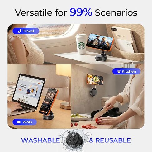 Magnetic Car Phone Holder, Strong Magnet with Vacuum Suction Cup Dashboard Mount, 360° Rotatable Adjustable Angle, Foldable Lightweight Car Phone Stand for iPhone 17/16/15/14/13/12 Pro Max in Saudi Arabia