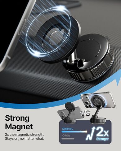 Sinjimoru for MagSafe Car Mount, 2800G Magnetic Hold, Vacuum Magnetic Car Phone Mount with Surface Film Included, M-Dial Airlock in Kuwait