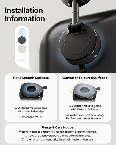 Sinjimoru for MagSafe Car Mount, 2800G Magnetic Hold, Vacuum Magnetic Car Phone Mount with Surface Film Included, M-Dial Airlock in Kuwait