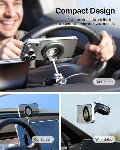 Sinjimoru for MagSafe Car Mount, 2800G Magnetic Hold, Vacuum Magnetic Car Phone Mount with Surface Film Included, M-Dial Airlock in Kuwait
