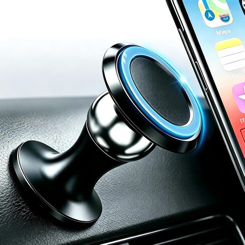 Magnetic Car Phone Holder，[Strong Magnet] Phone Magnet for Car， Accessory Holder [360°] Female-Male - Smartphone and Navigation -Metal Holder - Dashboard (Black) in Kuwait