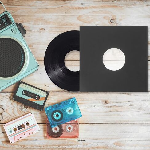 jojofuny 10pcs Vinyl Record Sleeves Set Black Po Material with Anti-Static and Features, Snug Fit Vinyl Storage Pouches to Keep Records and Protected for Personal Media Storage in Kuwait