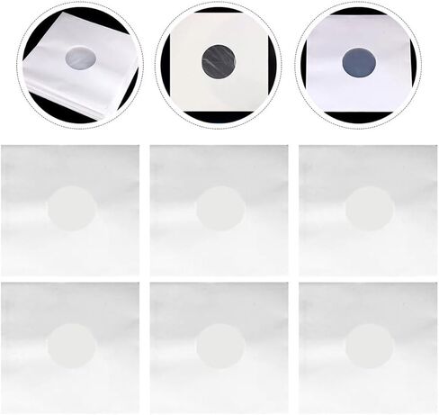 Generic 6pcs White 12 Inch Vinyl Record Sleeves with Double Layer Po Film, Snug Fit Protective Album Bags to Prevent Dust and Static, for Clean Record Storage in Kuwait