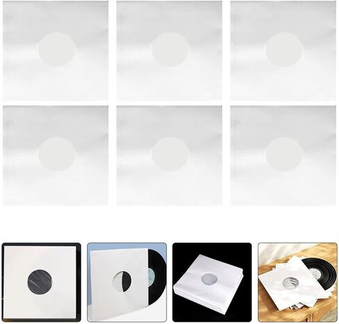 Generic 6pcs White 12 Inch Vinyl Record Sleeves with Double Layer Po Film, Snug Fit Protective Album Bags to Prevent Dust and Static, for Clean Record Storage in Kuwait
