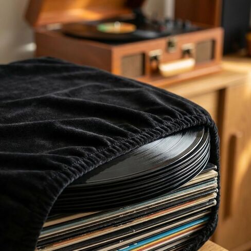 Vinyl, for Storage Shape Minimalist Organizational Needs Record Player Dust Cover Black Flannel Sleeve with Scratch Prevention Hair Protection Holds Pet in Kuwait