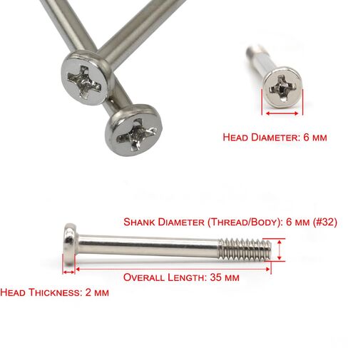 MEETOOT 20PCS 35mm Exhaust Long Screw Silver Nickel Plated Fan Screws Suitable for Fitting Water Cooled Radiators in Kuwait