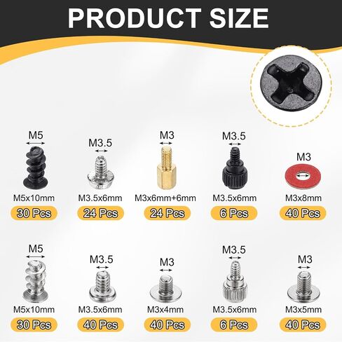PATIKIL 280Pcs Computer Case Fan Screws Kit Carbon Steel PC Cooling Black in Kuwait