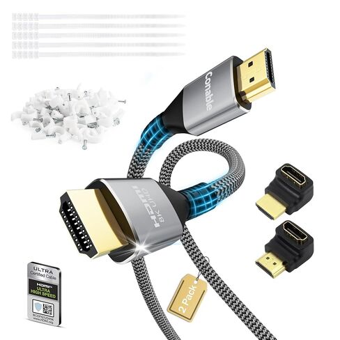 8K HDMI Cable (2 Pack, Each 2FT), Certified HDMI 2.1 48Gbps High Speed Cord in Kuwait
