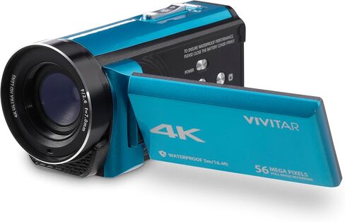 VIVITAR - 4K Camcorder Ultra HD Lens, 4K Camera for Video Recording with 56MP, 13MP Sensor, 3" Rotatable Full Color LCD Display, 18x Zoom, Waterproof 5M/ 16.4FT, Image Stabilization, Rose Gold in Kuwait