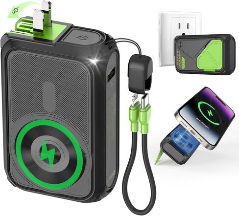 SEANCHEER P05 Portable Charger Power Bank10000mAh Built in Cables&Wall Plug in Kuwait