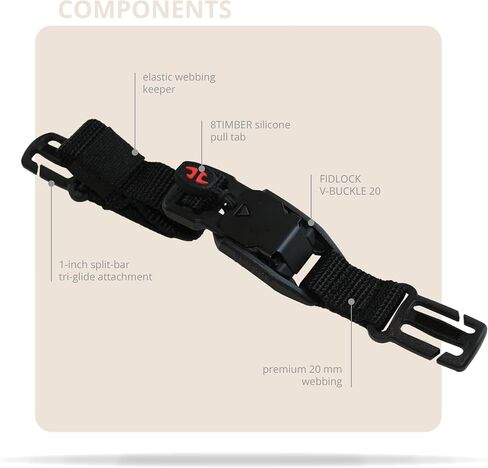 8TIMBER Stern Link with FIDLOCK Quick Release Magnetic Sternum Strap - Compatible with Most Backpacks in Saudi Arabia