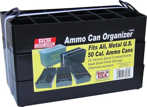 MTM ACO Ammo Can Organizer Trays, for 50 Caliber Size Metal or Plastic Ammo Cans, 3 Pack, Mobile Small Parts Organizer for Firearms, Screws, Nails, Bolts, Hardware, USA Made, Black in Kuwait