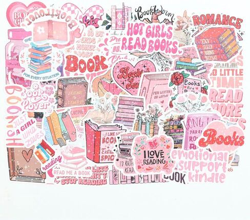 50 PCS Pink Bookish Stickers,Book Stickers for Kindle,Booktok Reading Stickers,Aesthetic Kindle Stickers,Bookish Gifts for Woman,Girl,Book Lover in Kuwait