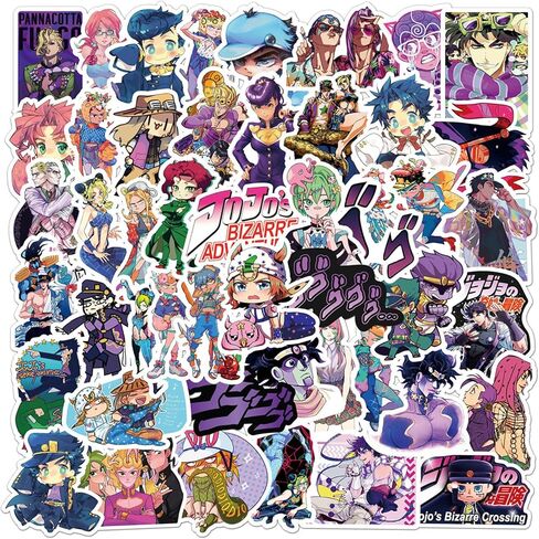 50PCS JoJo's Bizarre Adventure Stickers for Teens Adults Stickers for Water Bottles Laptop Journal Guitar Aesthetic Vinyl Waterproof Decals (Purple) in Kuwait