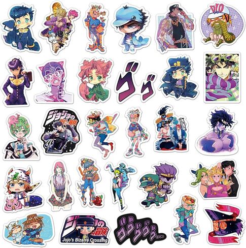 50PCS JoJo's Bizarre Adventure Stickers for Teens Adults Stickers for Water Bottles Laptop Journal Guitar Aesthetic Vinyl Waterproof Decals (Purple) in Kuwait