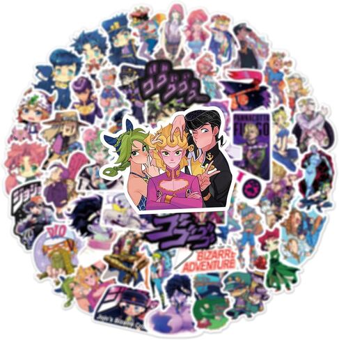 50PCS JoJo's Bizarre Adventure Stickers for Teens Adults Stickers for Water Bottles Laptop Journal Guitar Aesthetic Vinyl Waterproof Decals (Purple) in Kuwait