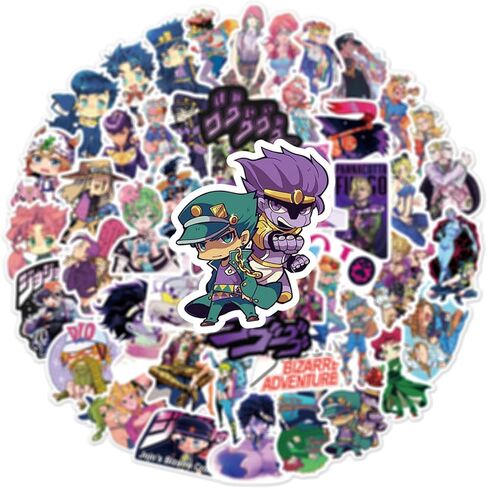 50PCS JoJo's Bizarre Adventure Stickers for Teens Adults Stickers for Water Bottles Laptop Journal Guitar Aesthetic Vinyl Waterproof Decals (Purple) in Kuwait